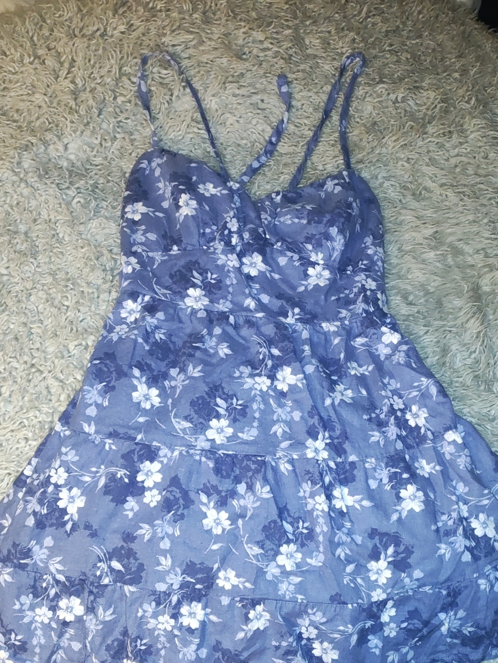Hollister Blue Floral Tiered Slip Dress